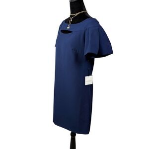 Laundry Shelli Segal Dress Womens 2 Midnight Blue Cutout Flutter Sleeve Office